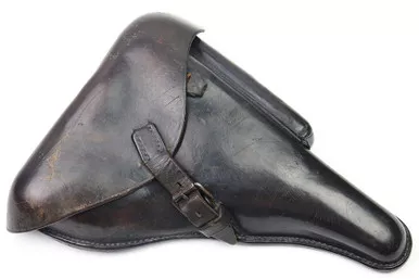 SOLD - 1941 Luger Holster - Broken Lift Strap