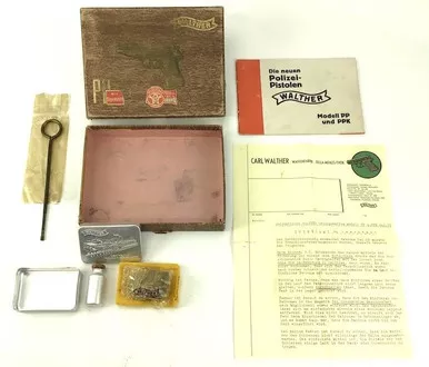 SOLD - Early .22 Caliber PP Box with Extras