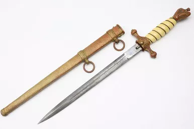 SOLD - Etched Kriegsmarine Dagger - Hammered Scabbard