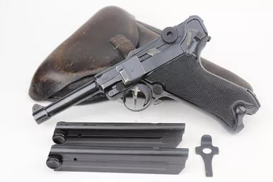 SOLD - Excellent Black Widow Luger Rig - Rare Pigskin Holster