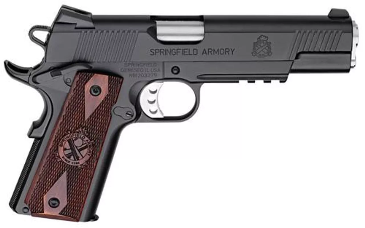 Springfield 1911 45 ACP, 5″, 7rd, Cocbolo Grip, Black Armory Kote
