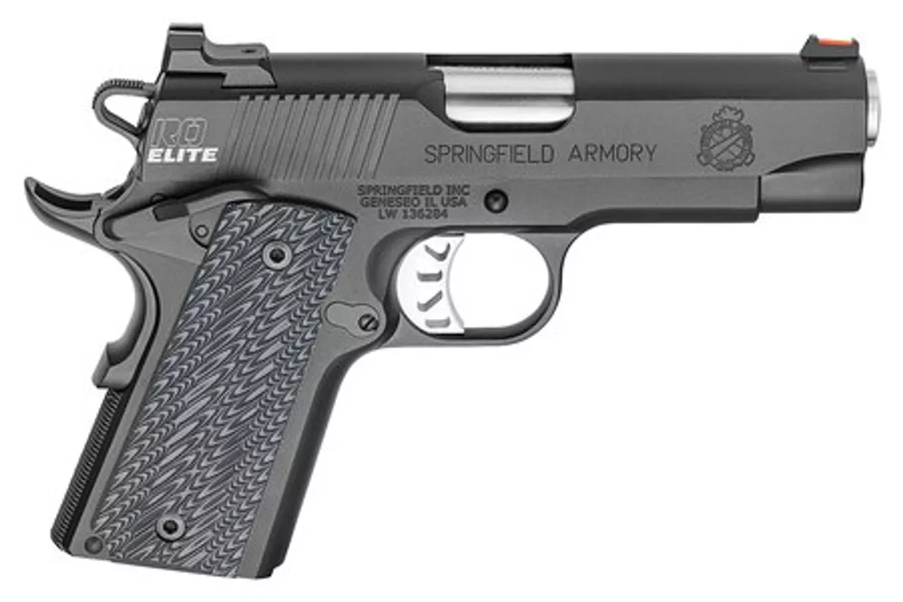 Springfield 1911 Range Officer Elite Compact Single 45 ACP 4″, Black G10 Grip, Black, 6rd