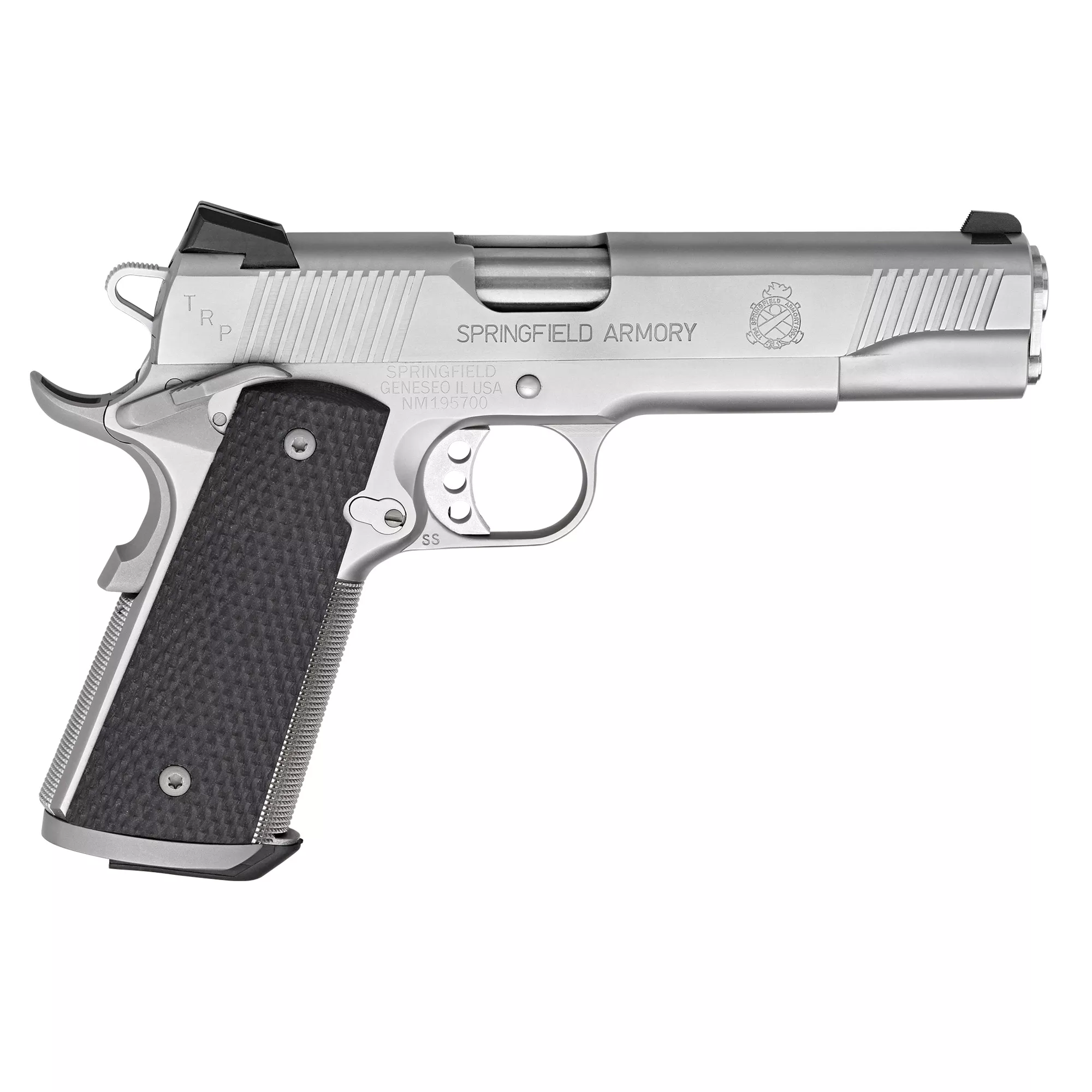 Springfield Armory PC9107LCA18 1911 TRP *CA Compliant 45 ACP 7+1, 5” Match Grade Steel Steel Barrel, Serrated Slide & Frame w/Beavertail, Black G10 Grip
