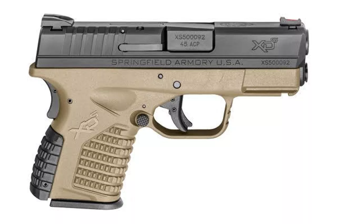 Springfield XDS 45 ACP, 3.3″ Barrel Flat Dark Earth Finish, Fiber Optic Front Sight, 6Rd Mag
