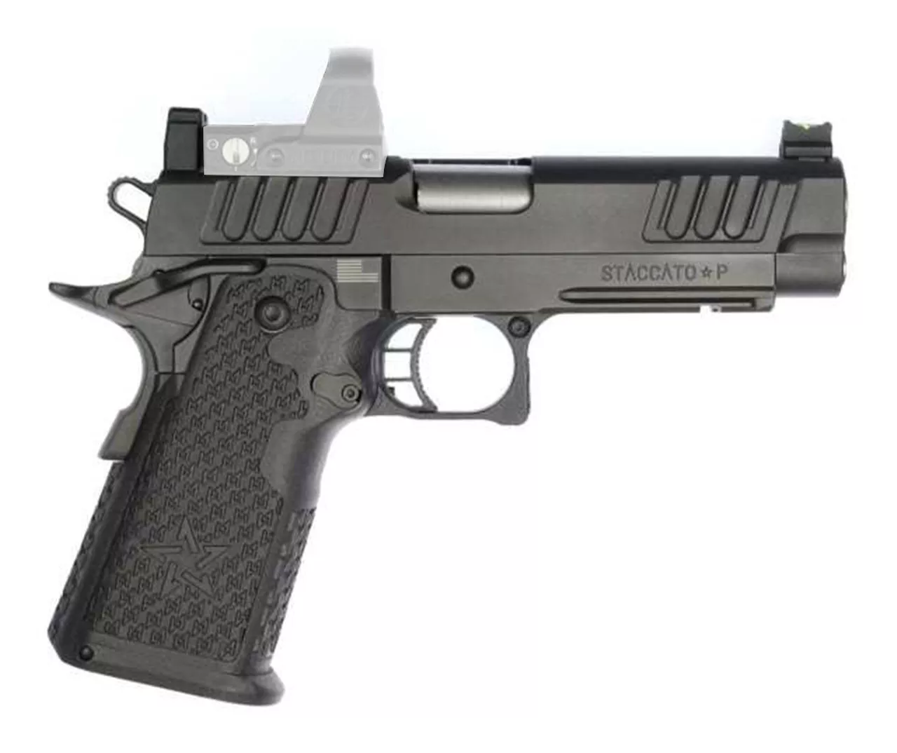 Staccato P DUO 9mm, 4.4″ Bull Barrel, Tactical DUO Sights, Black DLC, 17/20rd