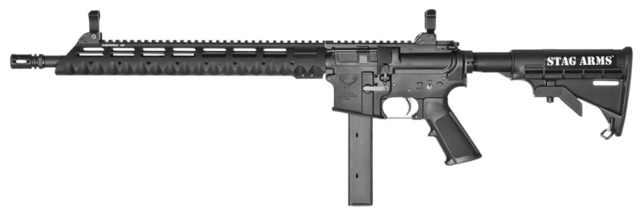 Stag Arms Model 9TL SA 9mm 16″ 32+1 Prem Sts 6-Pos Stk Blk