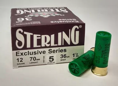Sterling 12 Gauge Ammunition STLRG1236G5CASE 2-3/4″ 1-1/4 oz #5 Shot CASE 250 Rounds