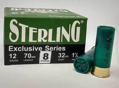 Sterling 12 Gauge Ammunition STRLG1232G8BOX 2-3/4″ 1-1/8 oz #8 Shot25 Rounds