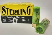 Sterling 12 Gauge AmmunitionSTRLG1228G9BIOR 2-3/4″ 1 oz #9 Shot Bior Wad 25 Rounds
