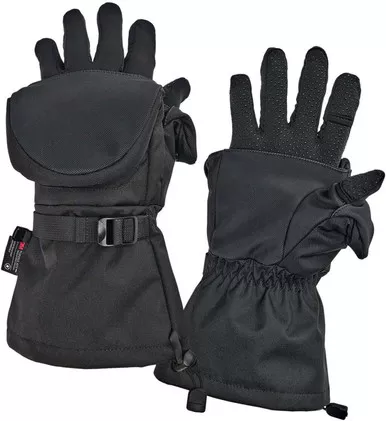 Striker Crossover Flip Mitt Durable & Thinsulate Insulation - Black - M