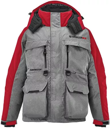 StrikerICE Men Hardwater Jacket Sureflote Flotation Technology Gray/Red 2XL