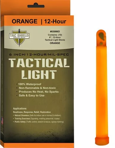 Tac Shield Tactical Light Orange 6 Inch 10 Pack