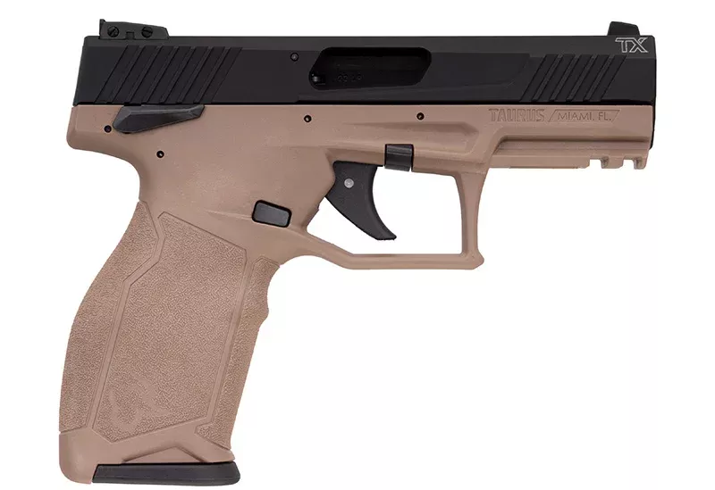 Taurus 1-TX22141F TX22 22 LR 16+1 4.10″ Matte Black Steel/Threaded Barrel, Black Hard Coat Anodized Serrated Slide, Flat Dark Earth Polymer Frame w/Picatinny Rail, FDE Polymer Grips