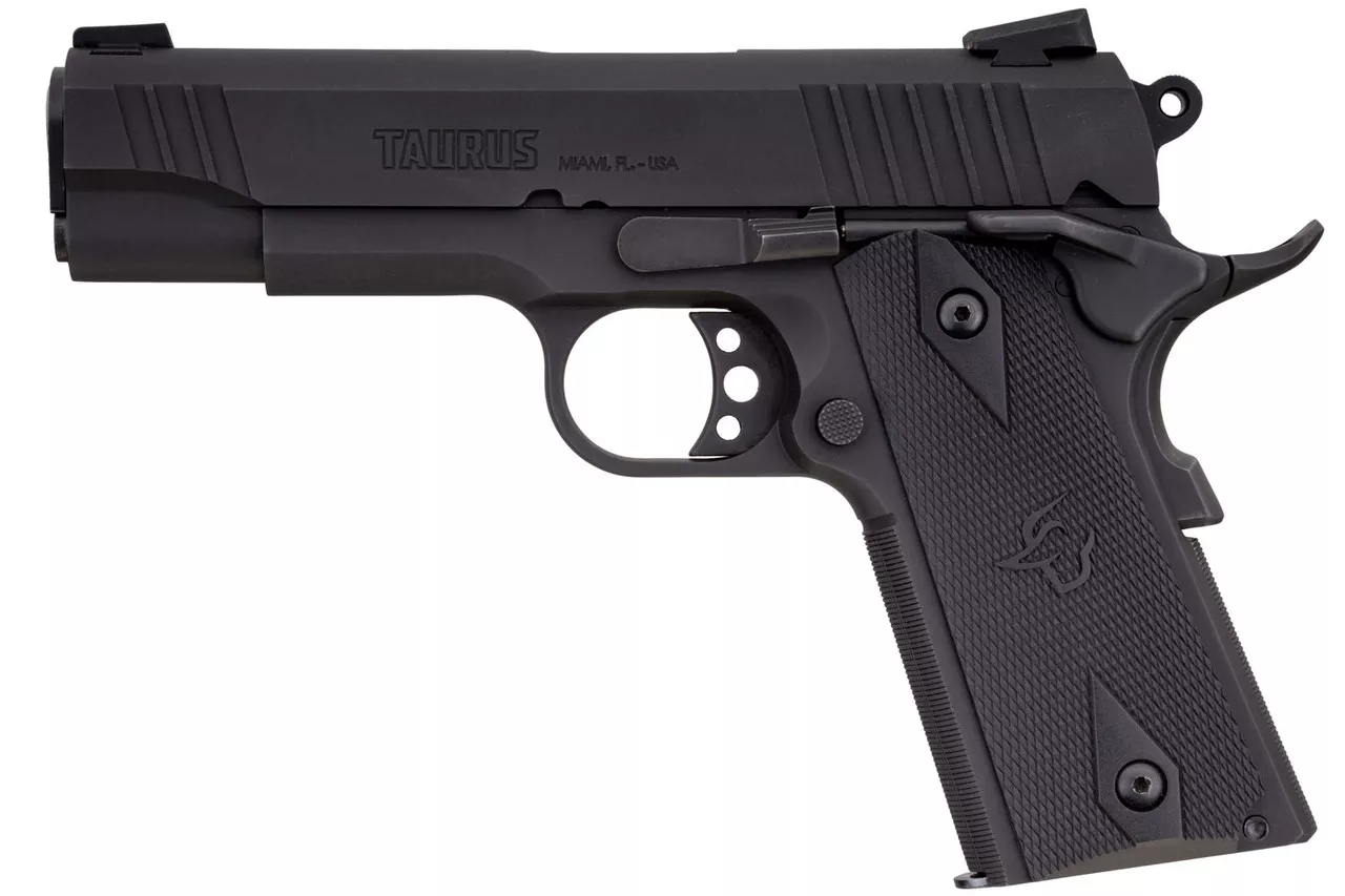 Taurus 1911 Commander 9mm, 4.20″ Barrel, Checkered Grip, Black, 9rd