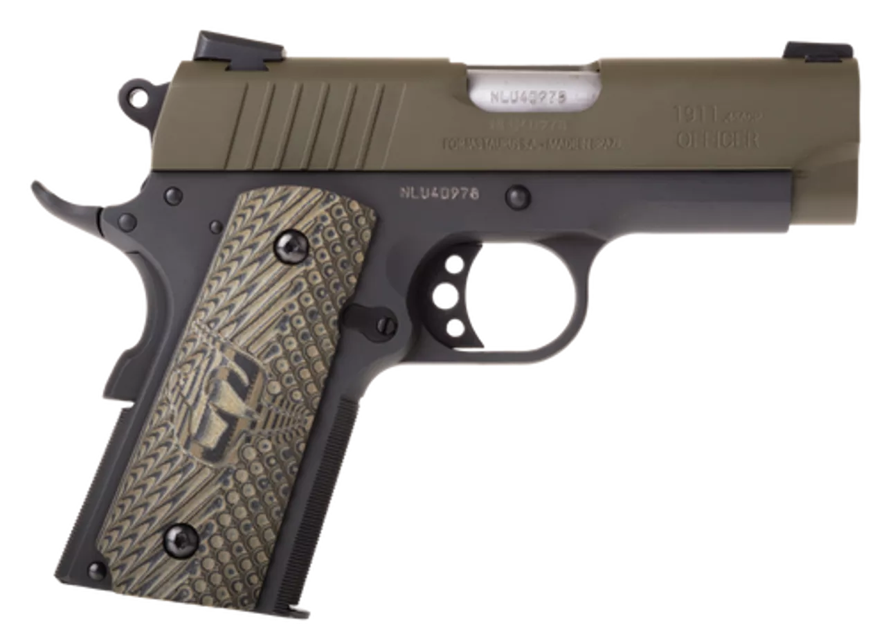 Taurus 1911 Officer, .45 ACP, 3.5″ Barrel, 6rd, Green Slide, Black