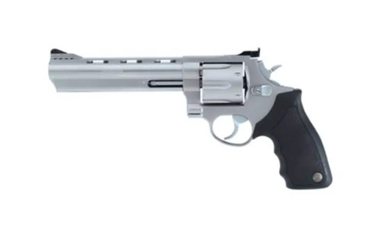 Taurus 44 44 Rem Mag, 6.5″ Ported Barrel, Rubber Grip, Matte Stainless, 6rd
