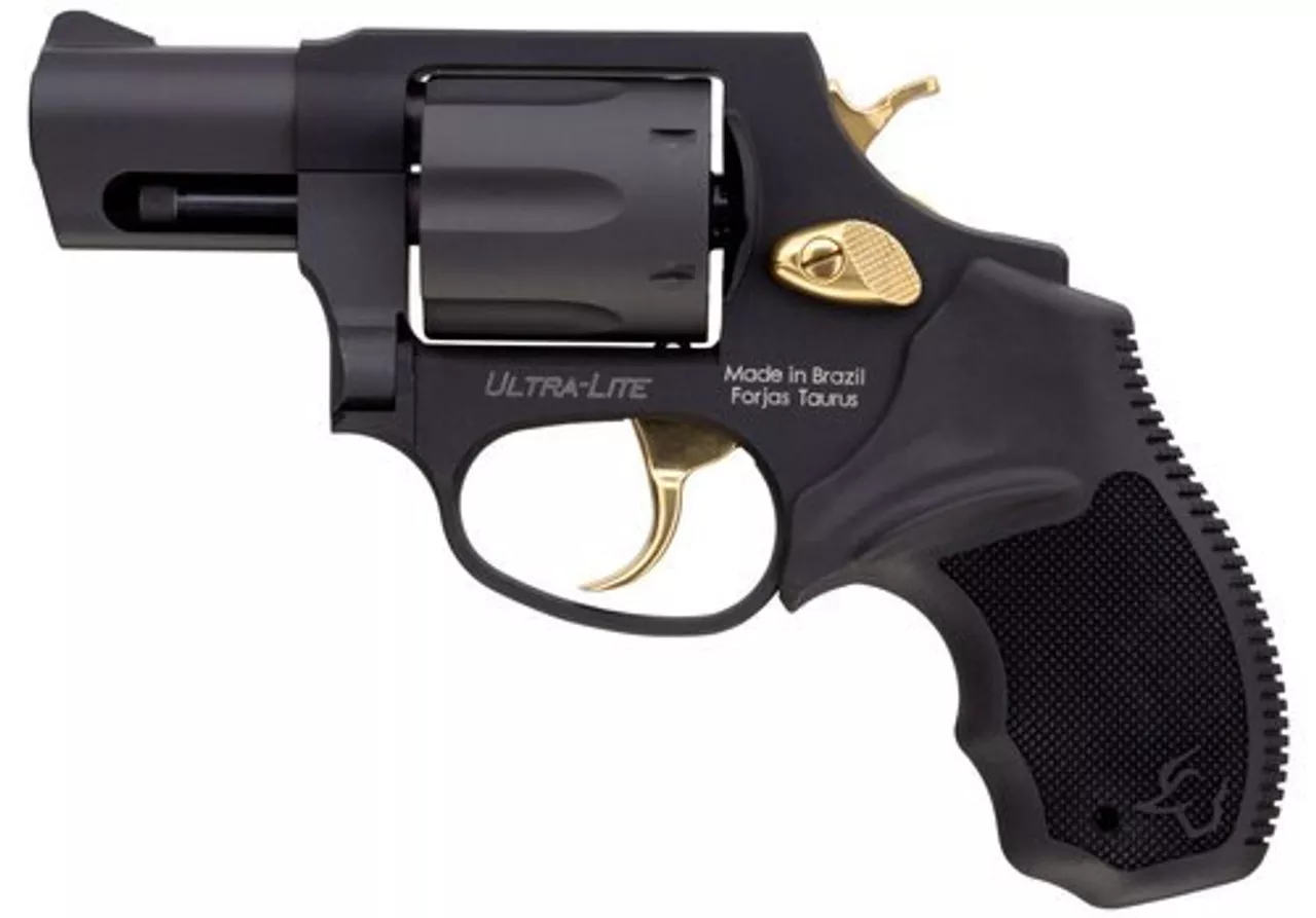 Taurus 856 38 Special, 2″ Barrel, Black Rubber Grip Gold Accents, 6rd