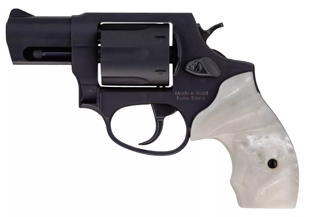 Taurus 856 .38 Special, 2″ Barrel, Fixed Sights, White Pearl Grip, Matte Black, 6rd