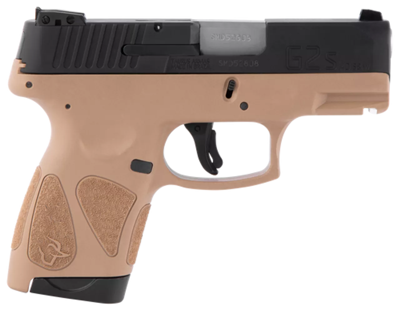 Taurus, G2S, Single Action, Sub Compact Pistol, 40 S&W, 3.25″ Barrel, Polymer Frame, Tan Finish, Fixed Front Sight With Adjustable Rear, 7 Round, 2 Magazines