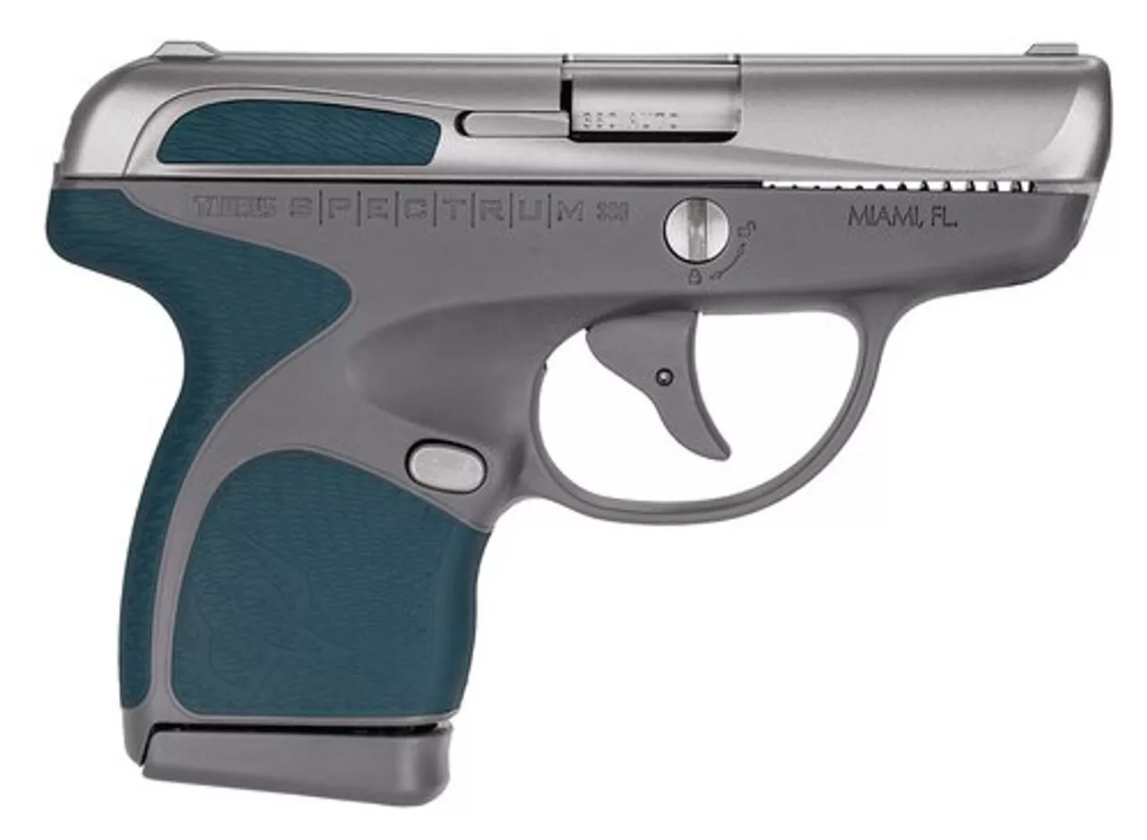 Taurus Spectrum 380 380ACP, 2.8″ Barrel, SS, Indiglo Blue Overmold, 6rd/7rd Mags