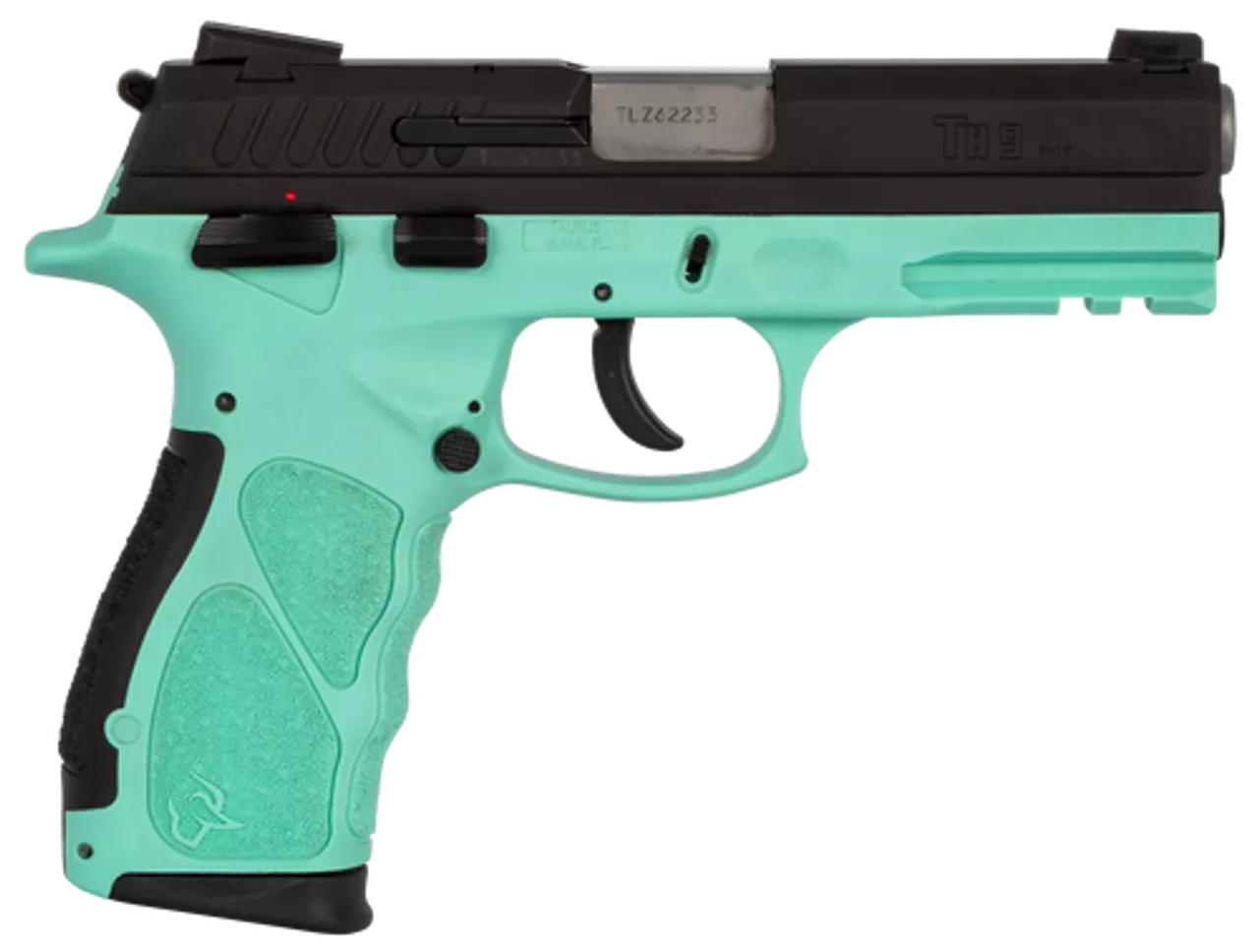 Taurus TH9, 9mm, 4.25″ Barrel, 17rd, Black Slide, Cyan