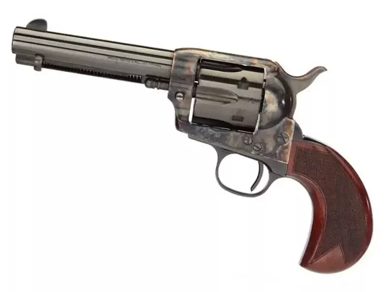 Taylors and Company 555153 1873 Cattleman 357 Mag 6 Round 4.75″ Blued Case Hardened Birdshead Walnut Grip