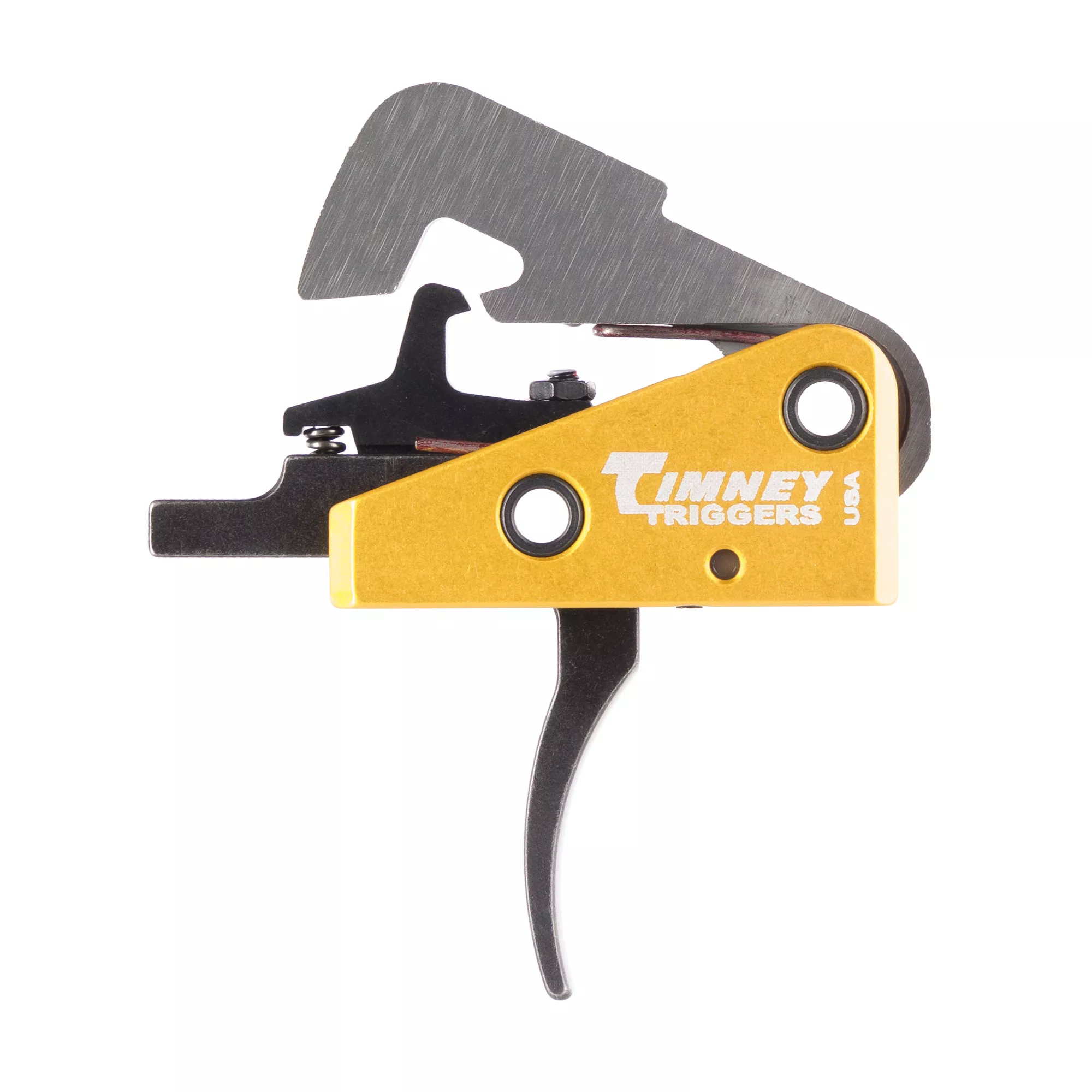 Timney Triggers 670 Competition Trigger Single-Stage Curved Trigger with 4 lbs Draw Weight & Black/Gold Finish for AR-10