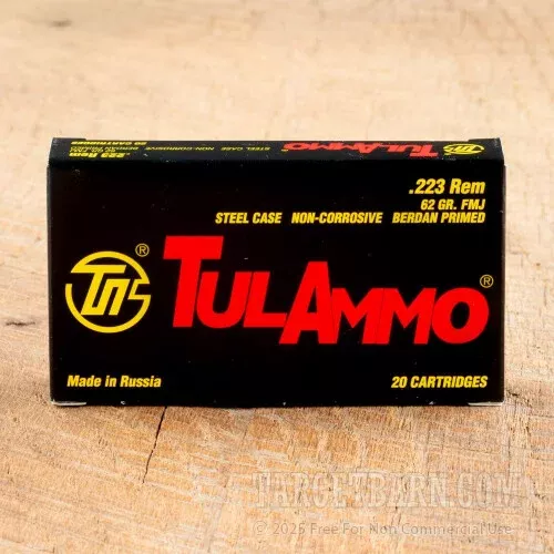 Tula 223 Remington Ammunition – 500 Rounds of 62 Grain FMJ