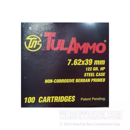 Tula Cartridge Works 7.62x39mm Ammunition – 1000 Rounds of 122 Grain HP