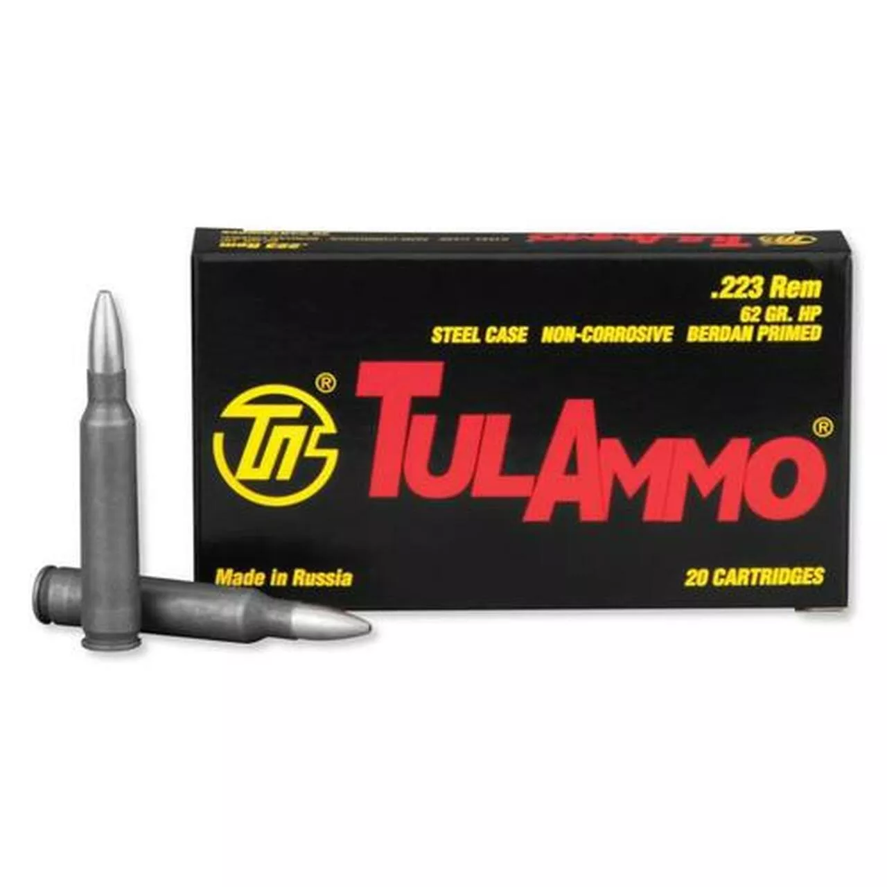 TulAmmo .223 Remington, Steel Case, HP, 62 Gr, 20rd Box