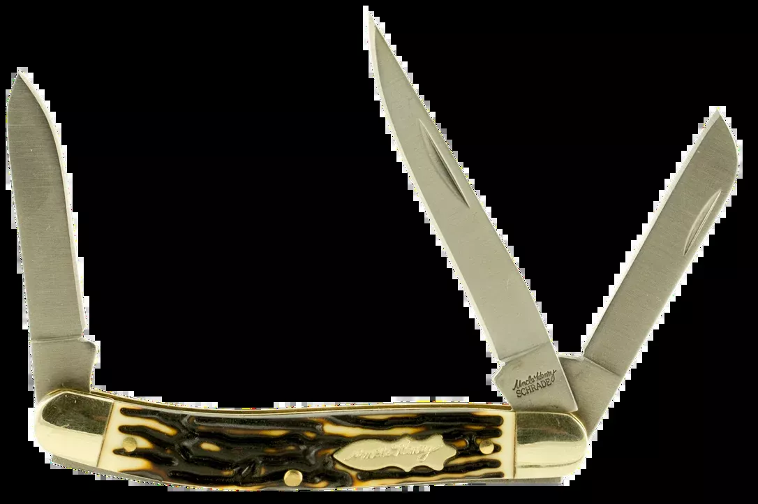 Uncle Henry 897UH Premium Stock 2.8″ 7Cr17 SS Clip Point/Sheepsfoot/Spay Staglon