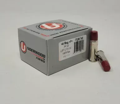 Underwood 44 Mag +P+ Ammunition UW743 340 Grain Hard Cast Coated Flat Nose Gas Check 20 Rounds