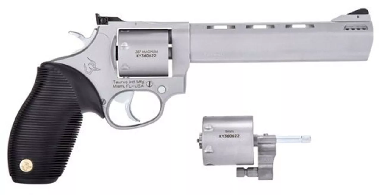 *USED* Taurus 692 Standard Revolver Set, .357 Mag / .38 Special / 9mm, 6.5″ Barrel, 9mm Cylinder, SS Finish, 7rd