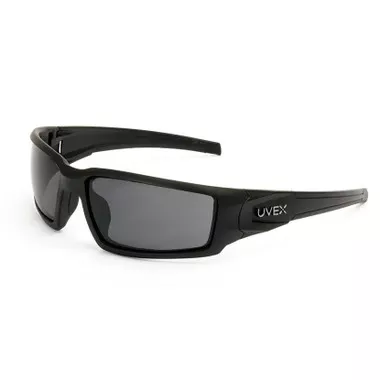 Uvex by Honeywell Hypershock Safety Glasses, Black Frame with Gray Lens, HydroShield Anti-Fog Coating - S2941HS