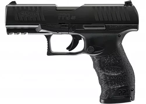 Walther Arms 2807076 PPQ M2 45 ACP 12+1 4.25″ Black Steel Barrel, Matte Black Tenifer Serrated Steel Slide, Black Polymer Frame w/Picatinny Rail, Black Finger Grooved Grip, 3 Auto Safety
