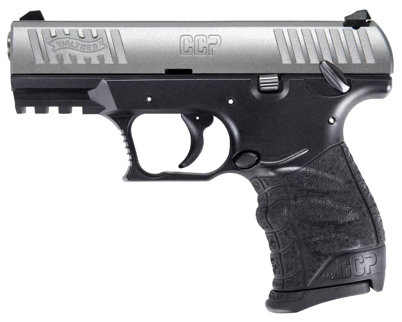 Walther CCP M2 9mm, 3.54″ Barrel, 3-Dot Sights, Stainless/Black, 8rd