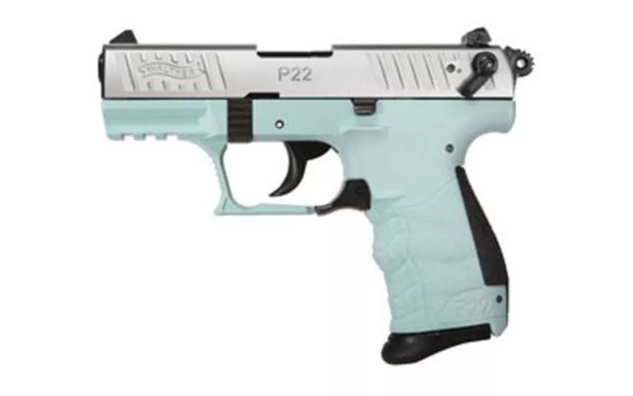 Walther P22QD .22LR 3.42″ Threaded Barrel Angel Blue Finish Picatinny Rail 10rd Mag
