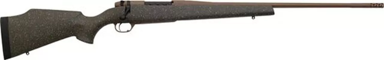 Weatherby Mark V Weathermark LT 257 Weatherby Mag, 26″ Flat Dark Earth Cerakote Green, Flat Dark Earth Speckle Fixed Monte Carlo Stock, RH, 3rd