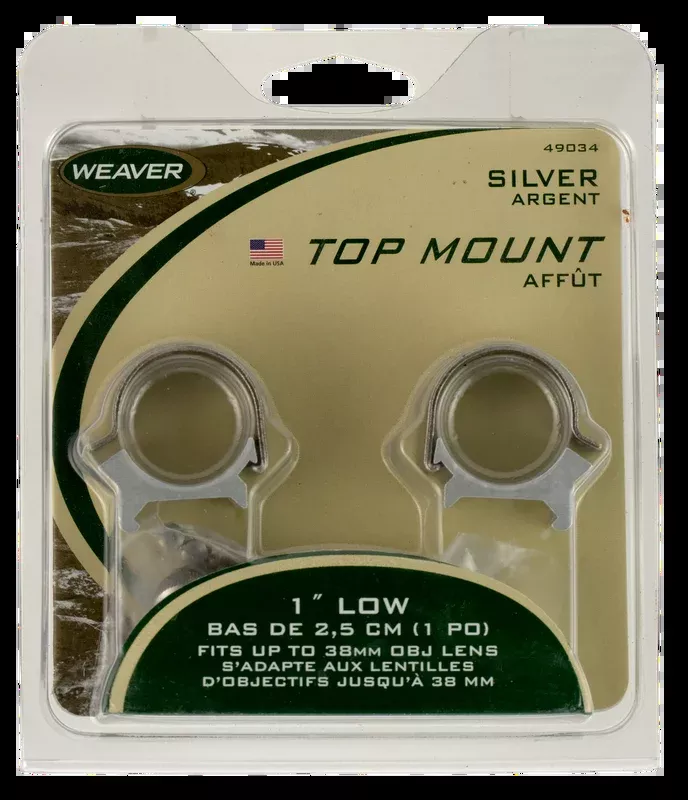 Weaver Mounts 49032 Detachable Top Mount Rings Silver 1″ Medium