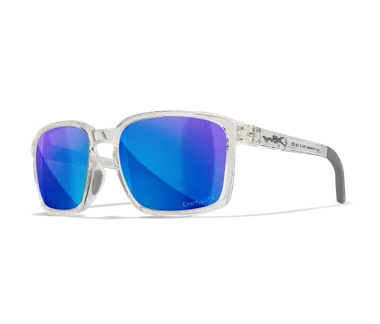 Wiley X Alfa Captivate Polarized Blue Mirror/Gloss Clear Crystal Frame Sunglasses