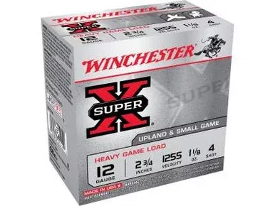 Winchester 12 Gauge Ammunition Heavy Upland Game XU12H4 2-3/4″ 1-1/8oz #4 1255fps 250 rounds