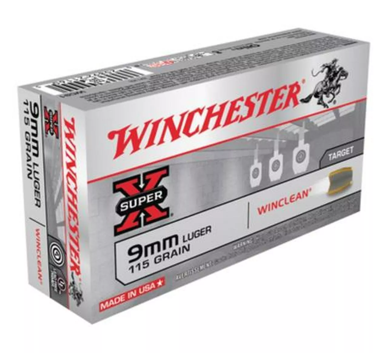 Winchester 9mm, 115 Gr, Win Clean Brass Enclosed Base, 50rd Box