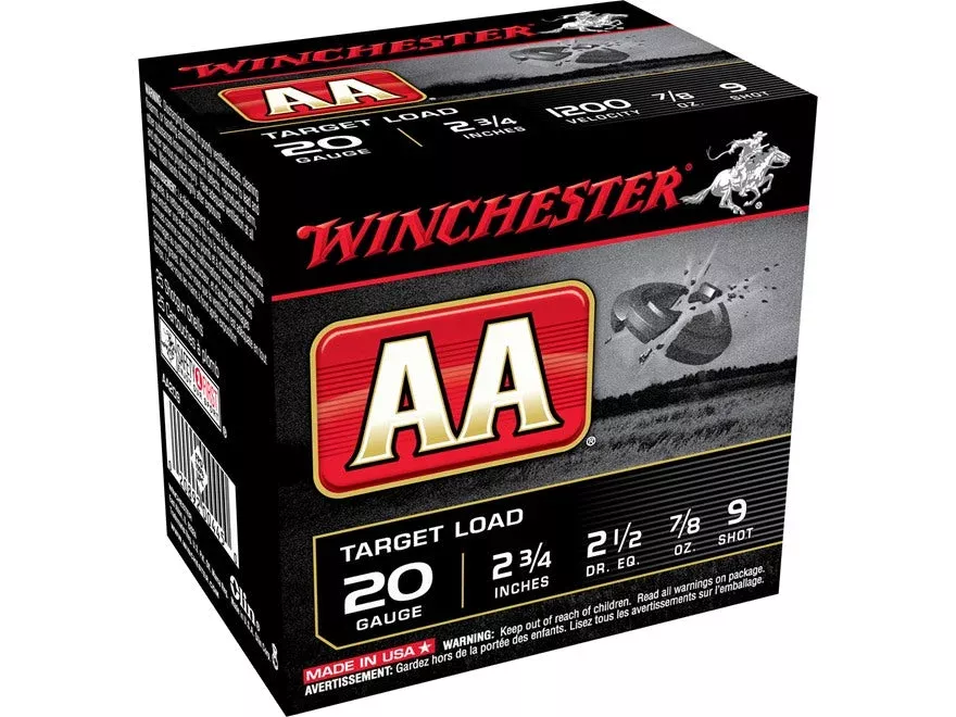 Winchester AA 20 Gauge Ammunition 2-3/4″ 1 oz #7 1/2 Shot (25pk)