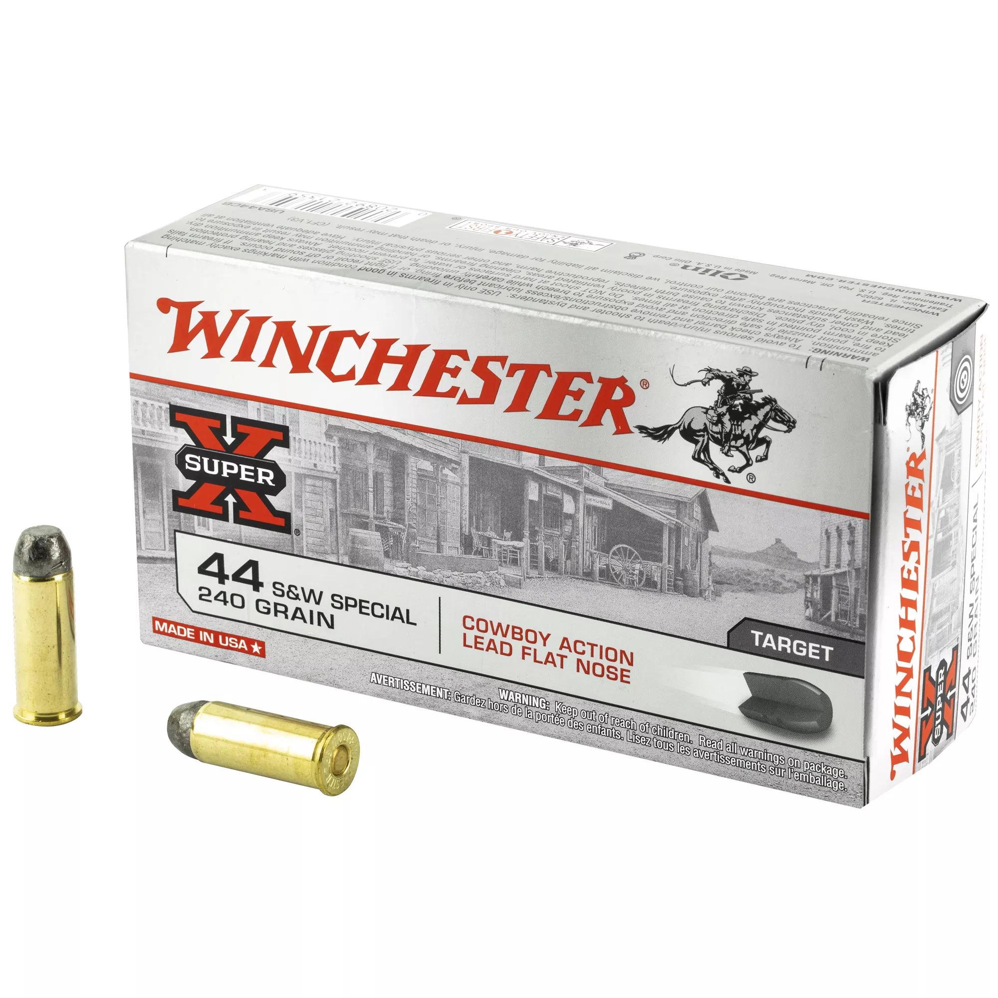 Winchester Ammo USA44CB Super X Cowboy Action 44S&WSpl 240gr Lead Flat Nose 50 Per Box/10 Case