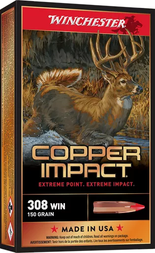 Winchester Copper Impact 308 Winchester Ammo 150 Grain Boat Tail Box of 20