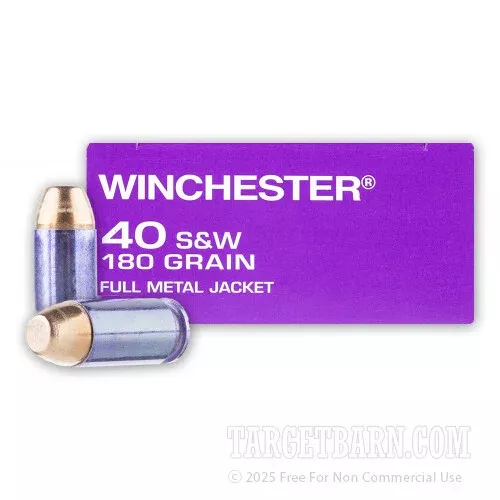 Winchester DHS 40 S&W Ammunition – 50 Rounds of 180 Grain FMJ