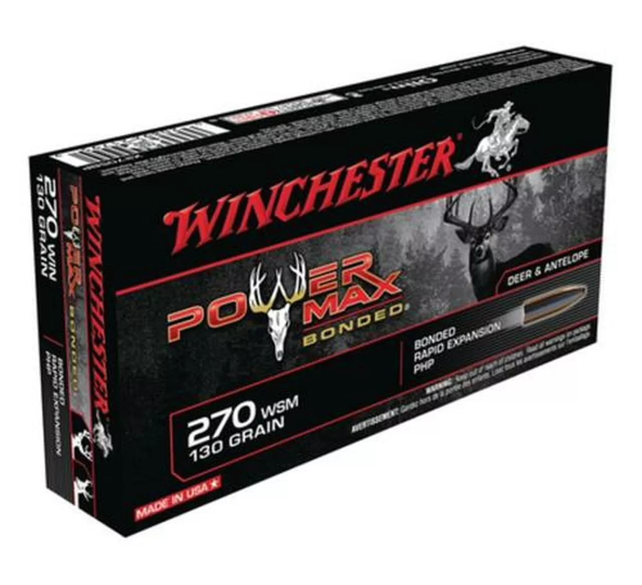 Winchester Power-Max .270 Winchester 130gr, Protected Hollow Point Bonded 20rd Box