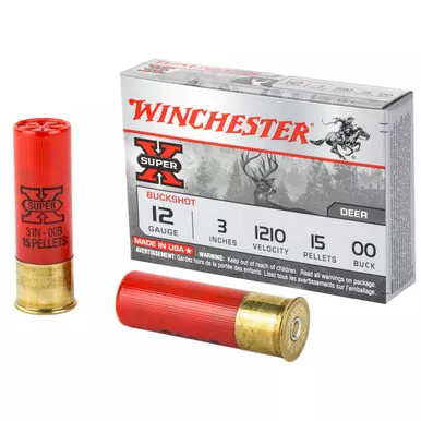 Winchester Super-X 12 Gauge Ammo 3" 00 Buckshot 15 Pellets Box of 50