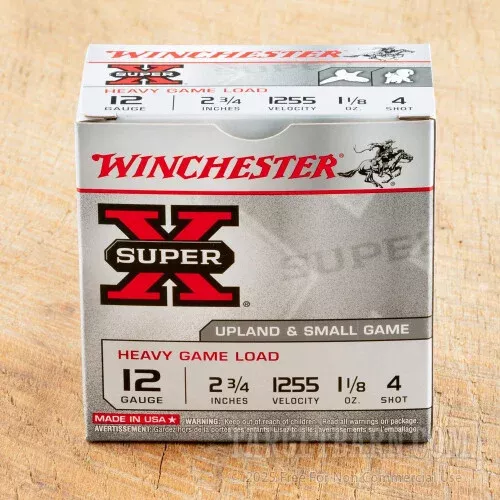 Winchester Super-X 12 Gauge Ammunition – 250 Rounds of 2-3/4″ 1-1/8 oz. #4 Shot