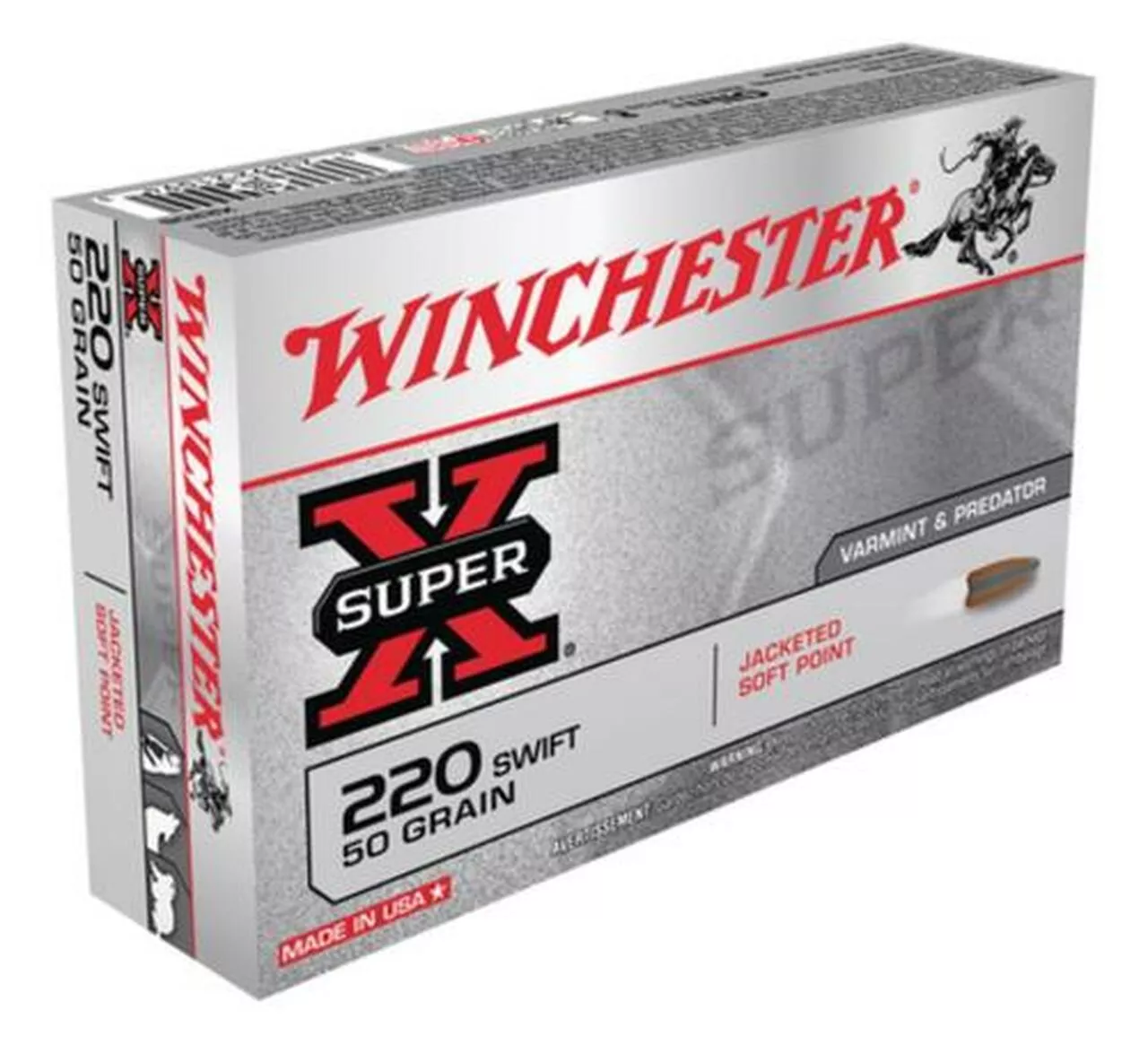 Winchester Super X 220 Swift Pointed Soft Point 50gr, 20Box/10Case